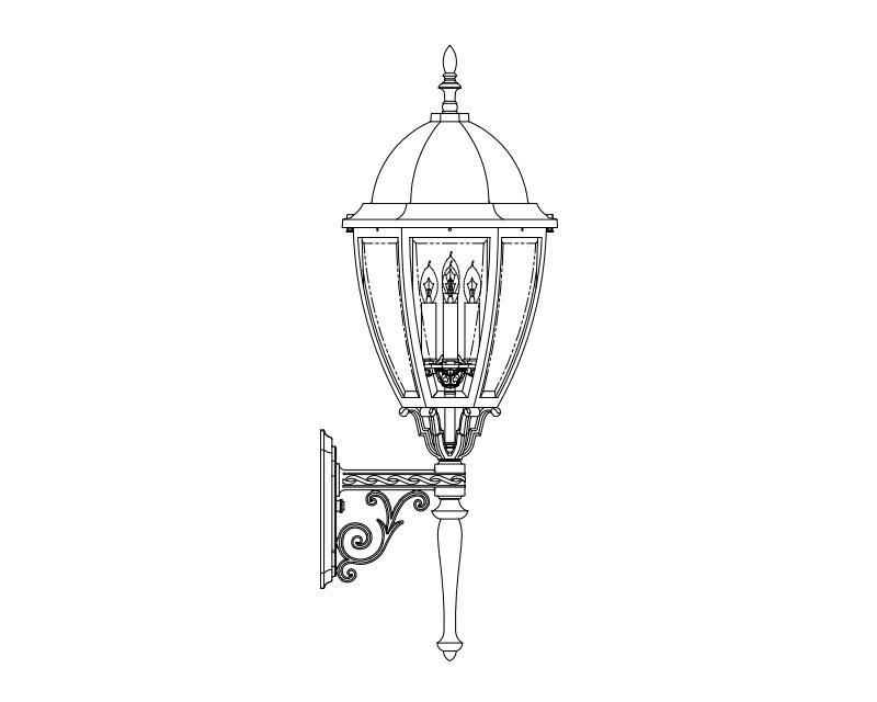 Sturbridge, Large, aluminum, Wall Mount, Clear glass, (4) 25W B10, 120V